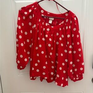 Zara Red Polka Dot Women's Top
